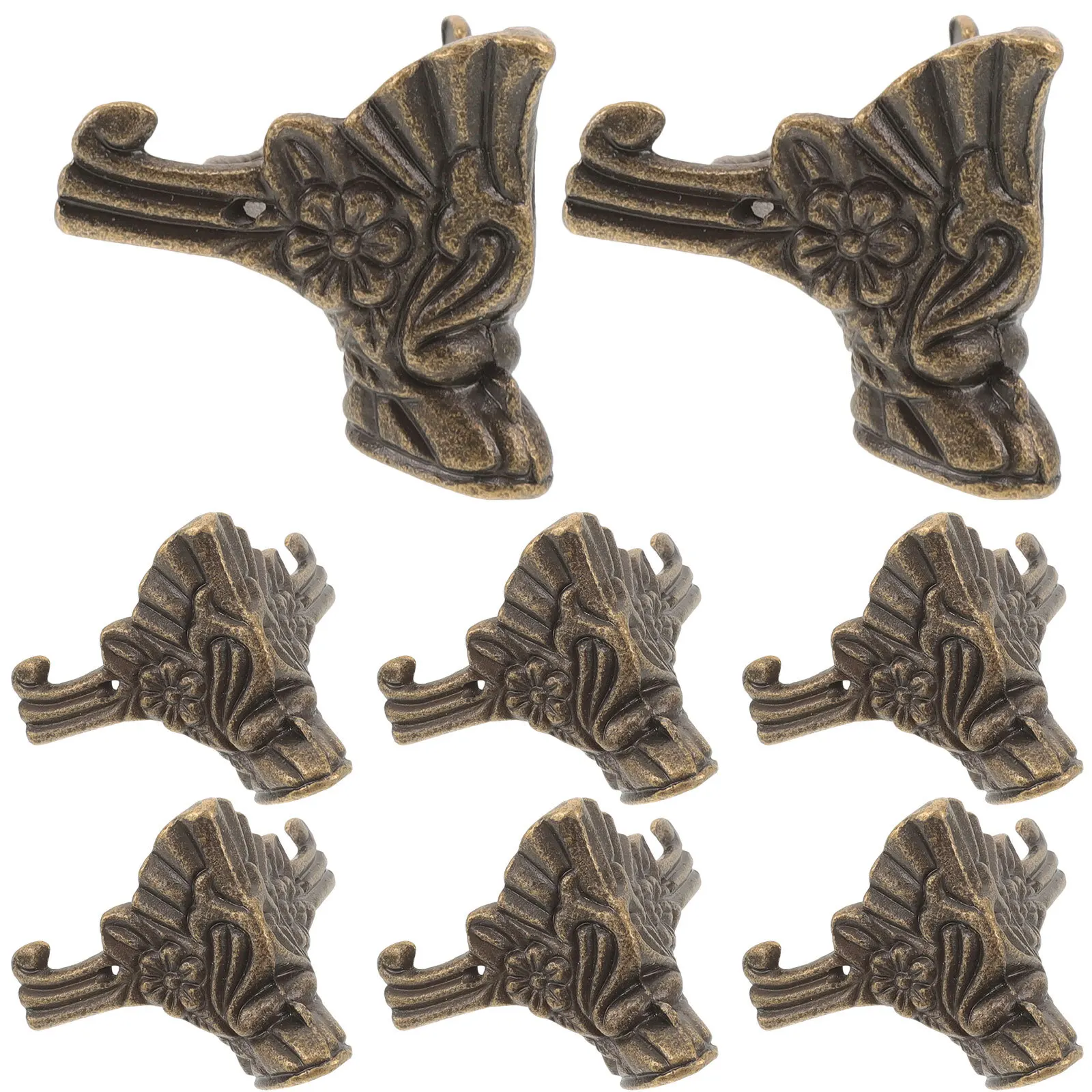 

8pcs Decorative Base Feet Corner Furniture Legs Vintage Wood Case Corner Protector Zinc Alloy Durable Box Hardware For
