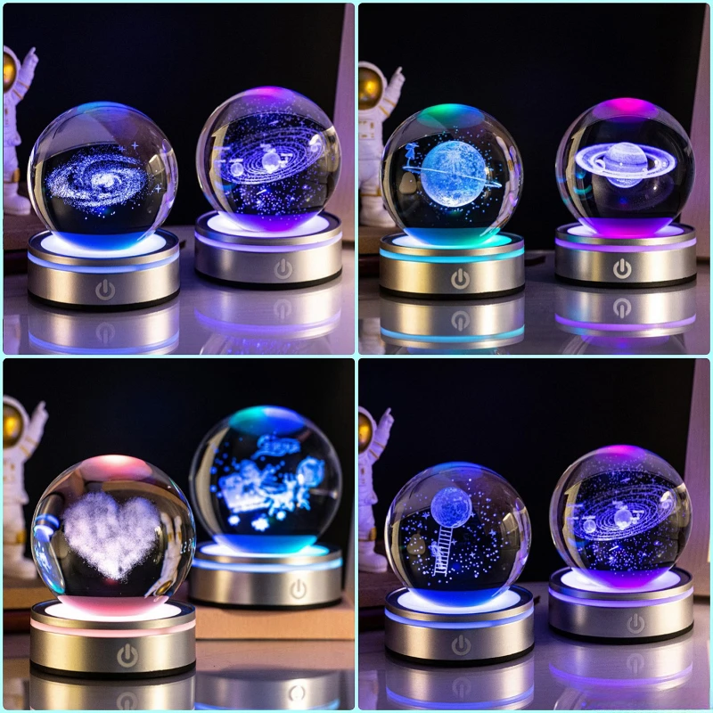 

8cm 3D Earth Laser Engraved Crystal Ball Solar System Planet Milky Say Galaxy Globe Glass Sphere Astronomy Gift Home Decoration