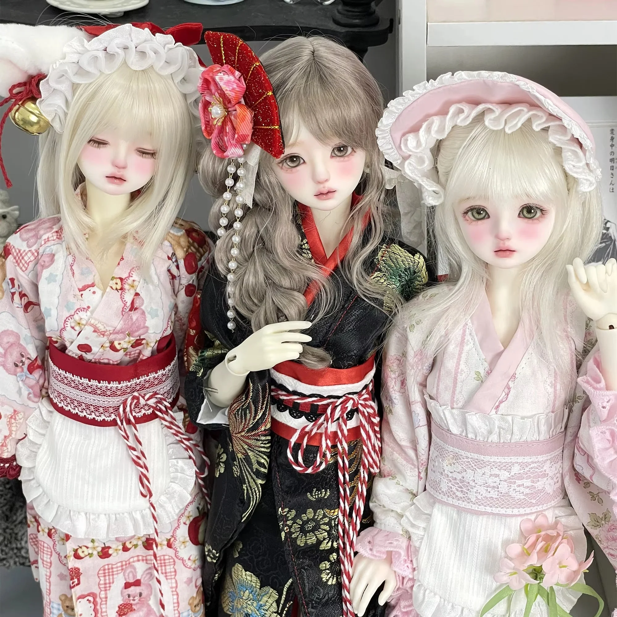 Design originale 40 cm scala 1/4 vestiti per bambole Bjd Kimono stile Lolita carino Moe Vintage Showa vestito per bambole Bjd a quattro punti