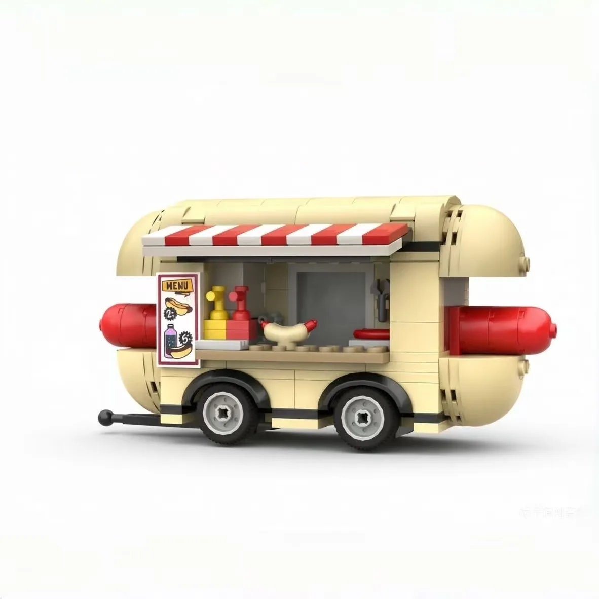 

MOC-121493 Модель грузовика-фургона для продажи хот-догов, 226 деталей, подарок на день рождения для детей, развивающая игрушка и украшение для мальчиков
