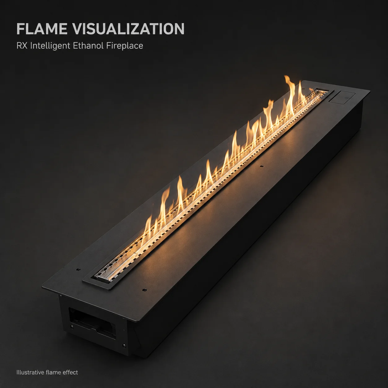 SXFireplace Long Black Linear Smart Bioethanol Burner Insert for Modern Fireplaces Home Heating And Decor