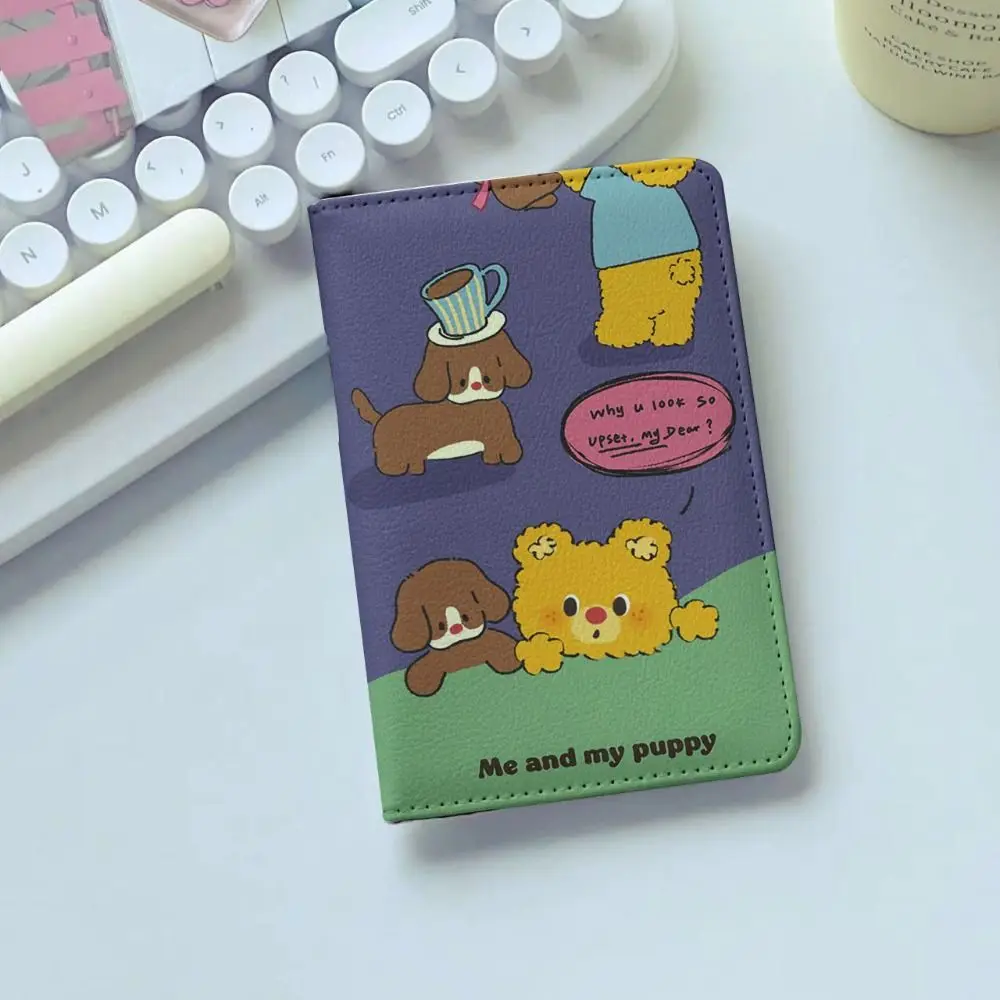 New Cute Cartoon Passport Holder PU Leather Ultra-thin Passport Bag Travel Accessories Portable Print Protective Case