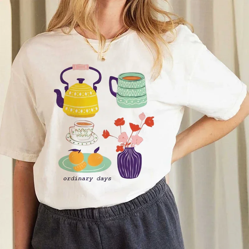 

2025 Women's T-Shirt Cartoon Fashion Printed Pattern Summer Round Neck Short Sleeve Fun Casual Printed New Regular Versatile Top