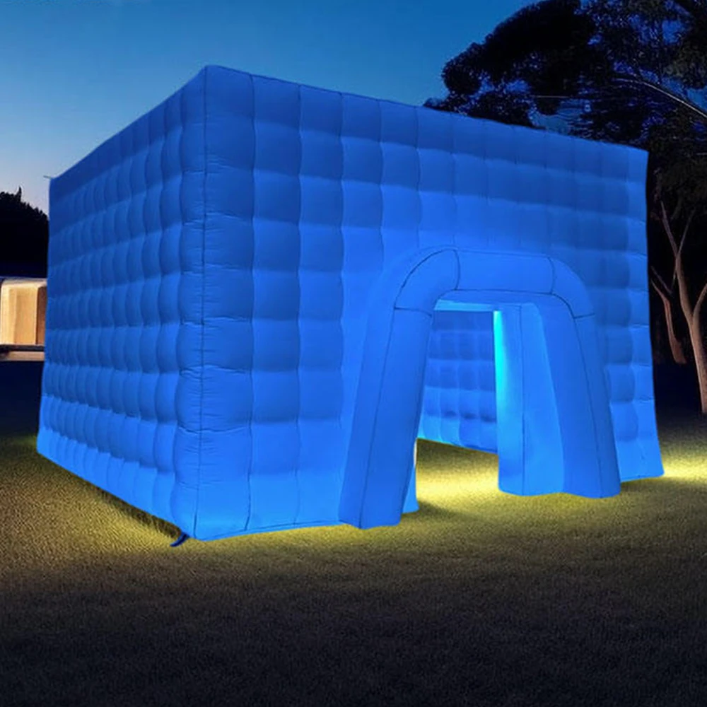 Portátil Grande LED Inflável Air Cube Tent, Casa com Blower, Tenda de iluminação para festa, Exposição Show