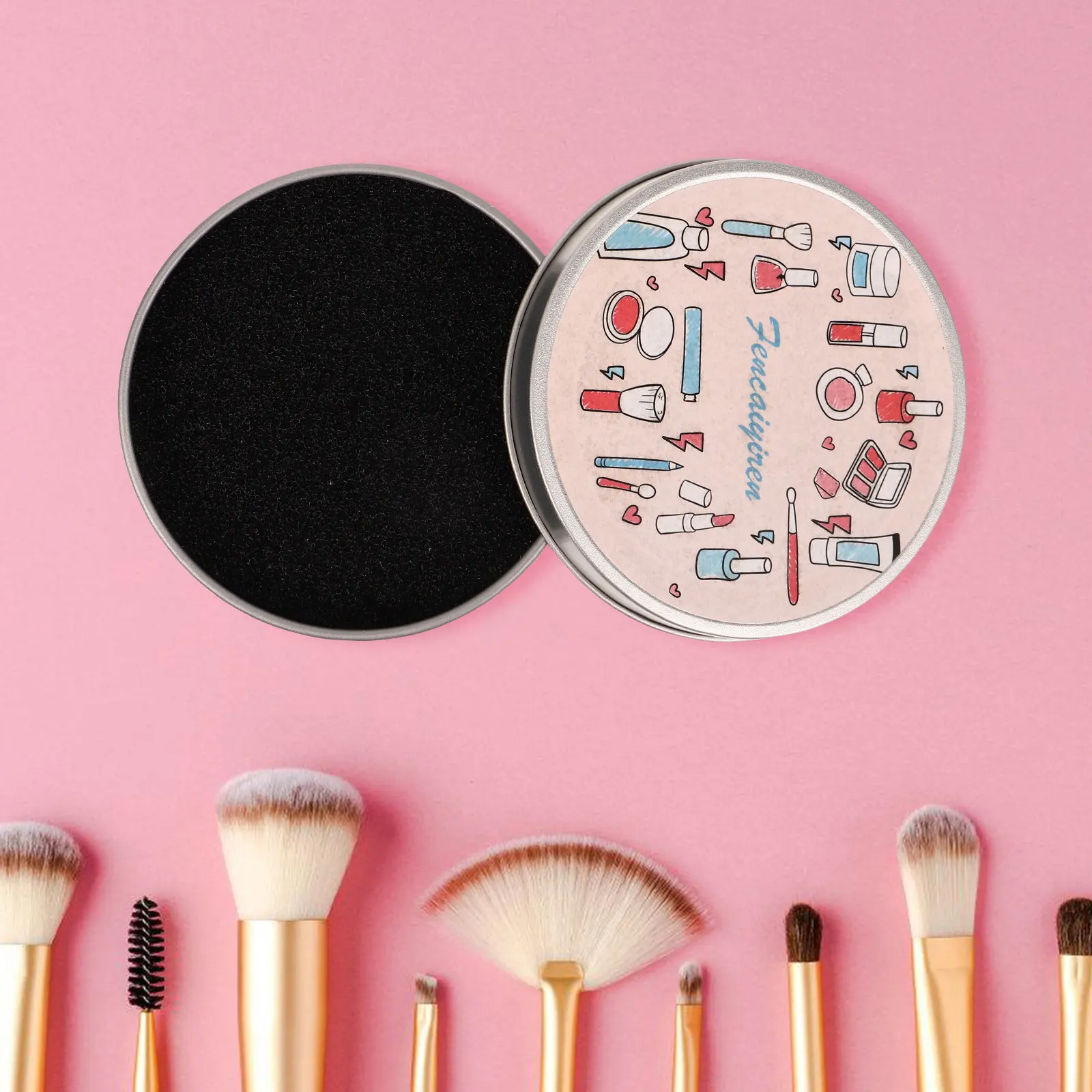 

1Set Makeup Brush Cleaner Box Small Portable Dry Cleaning Sponge Quick Color Remover Tool Home Travel Brush Cleaning Supplies