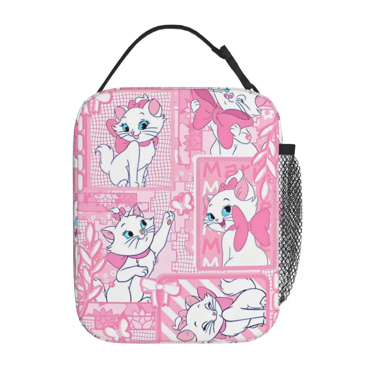 Pink Marie Cat Isolado Lunch Bag, desenhos animados bonitos, aristocats, saco térmico, sacola portátil reutilizável, lancheira, bolsas de alimentos, trabalho, viagens