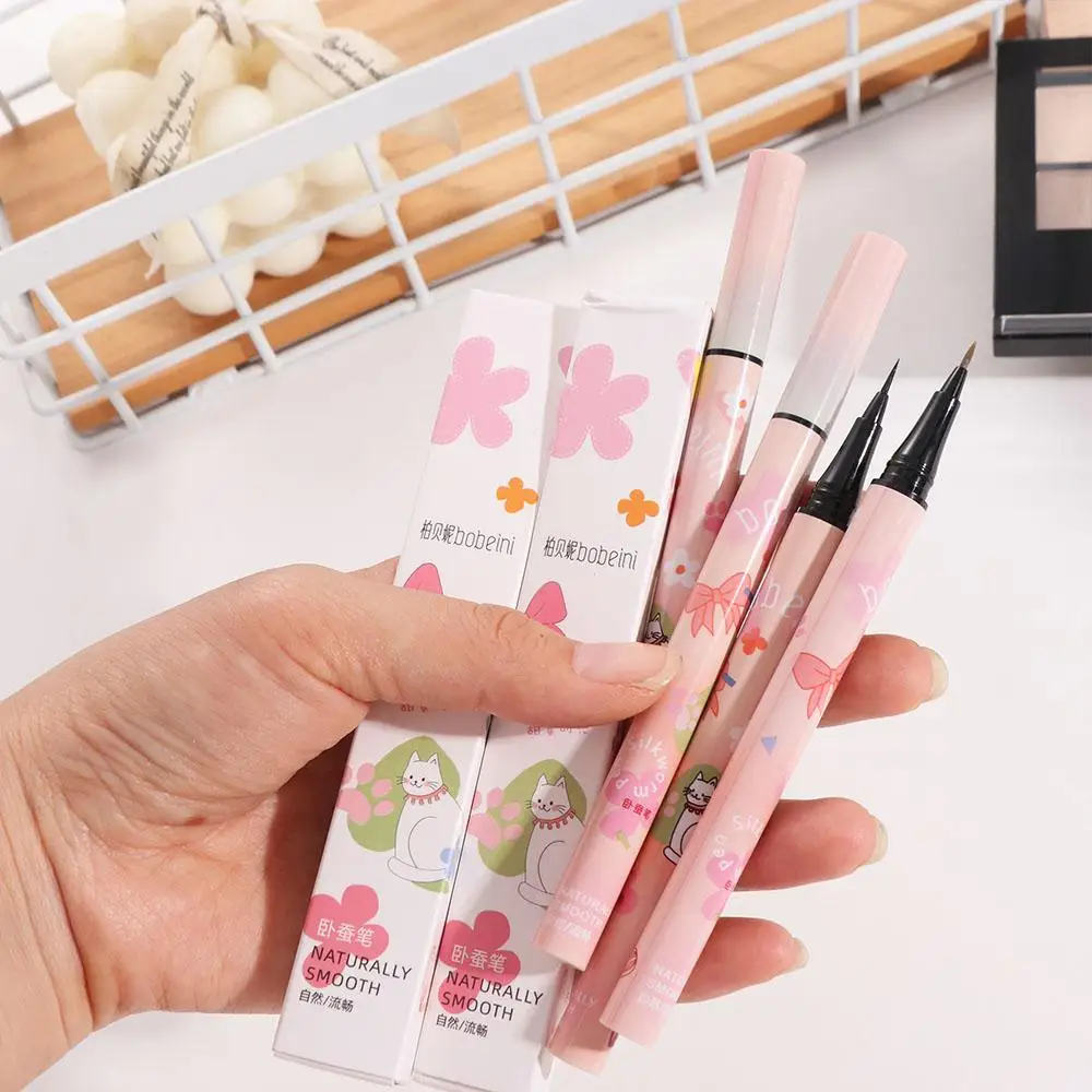 Makeup Beauty Waterproof Liquid Eyeliner Quick-drying Ultra-fine Colored Eyeliner Matte No Blooming Silkworm Pen Girl