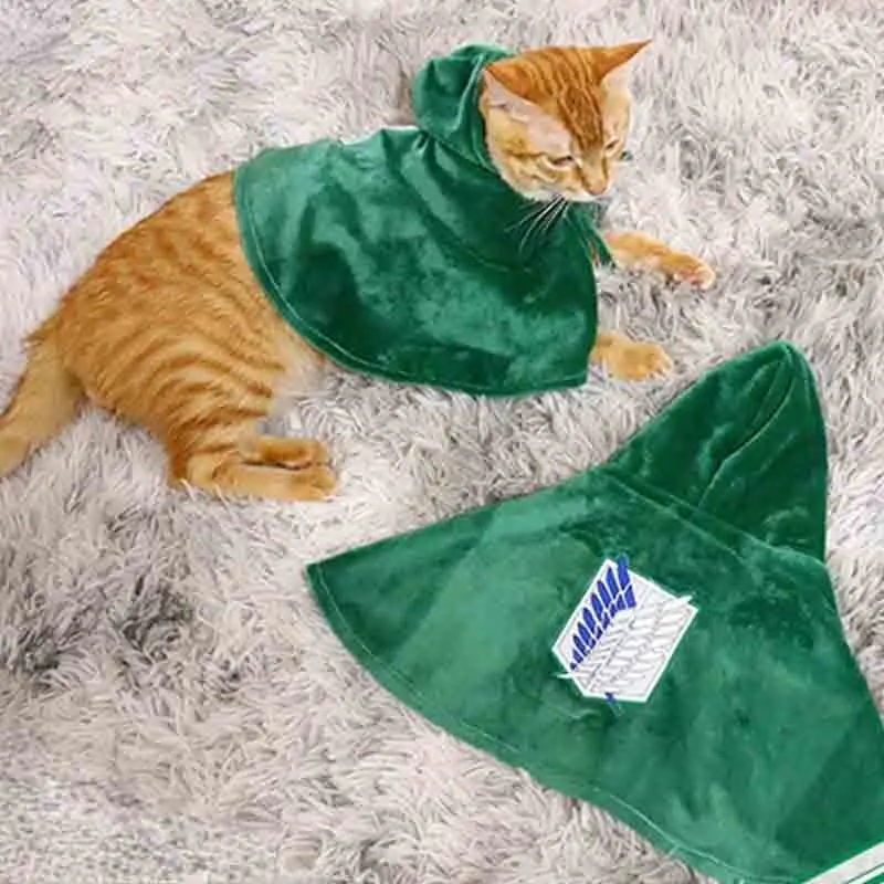 Ataque em Titan Cape para Pet, Anime Roupas Cosplay, Manto Shingeki No Kyojin Survey Corps, Adereços Fotografia Gato, Presente de Halloween