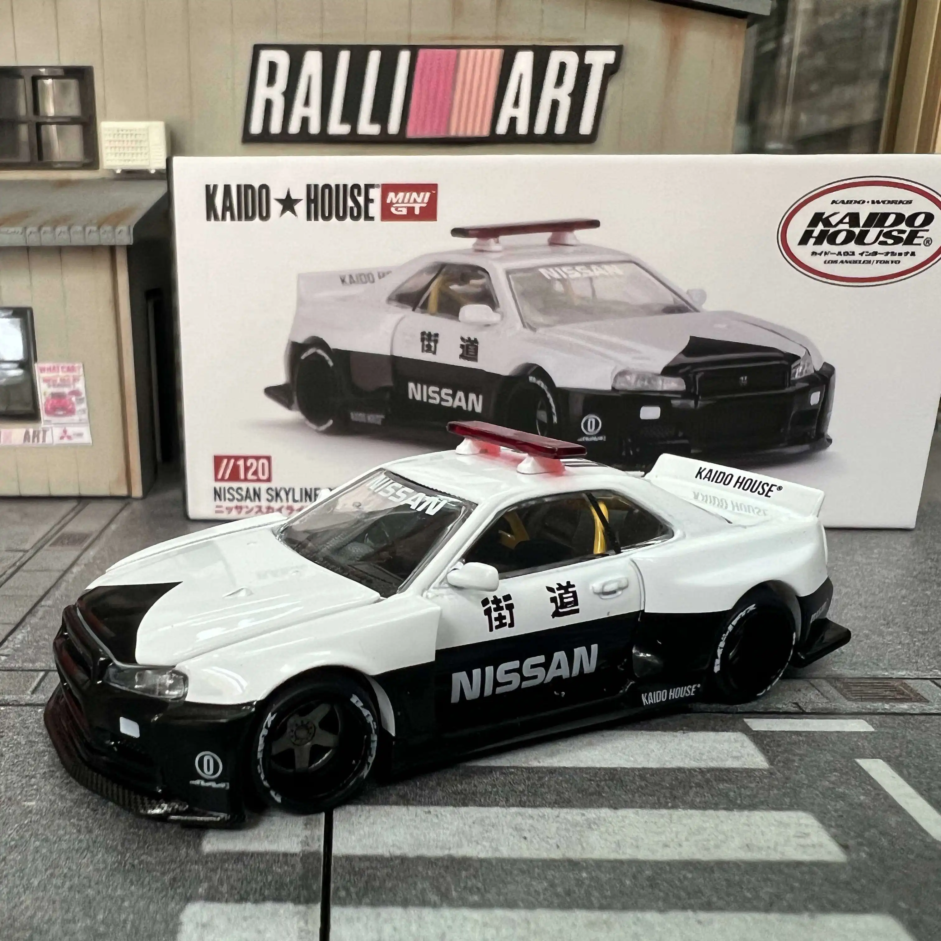Diecast Kaido House 1:64 Scale Skyline GT-R R34 Police Alloy Car Model