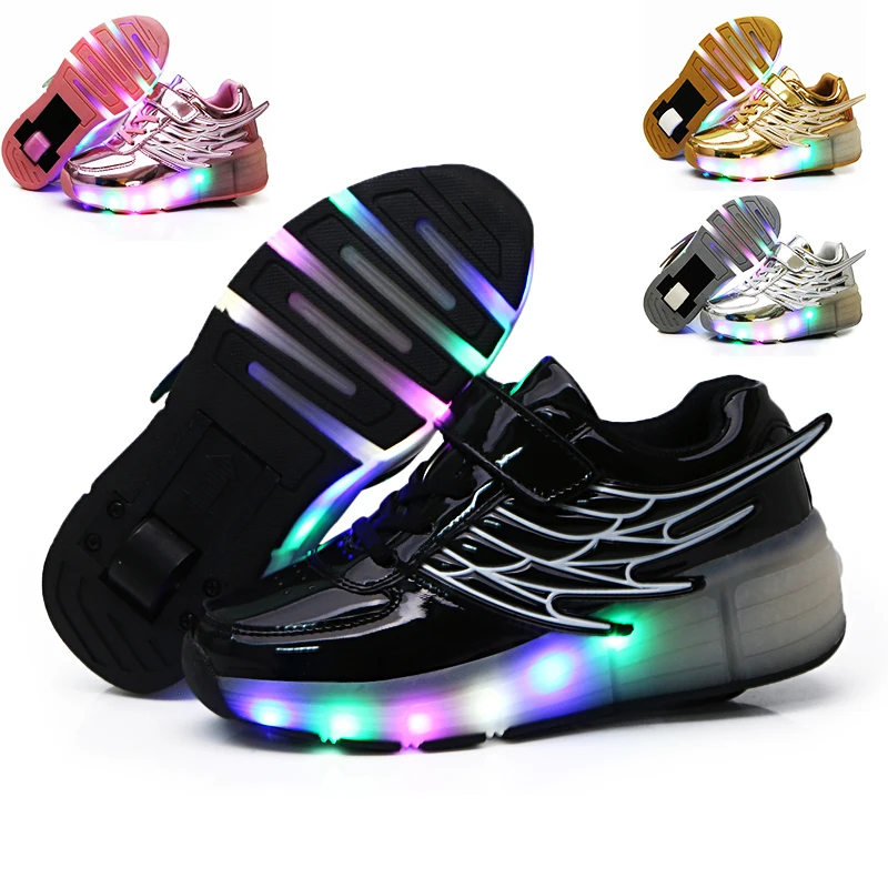 Led Light Roller Skates Children\'s Luminous Glowing Skateboard Sneakers Wings with Wheels Shoes Kids Led Shoes Boys Girls 2023