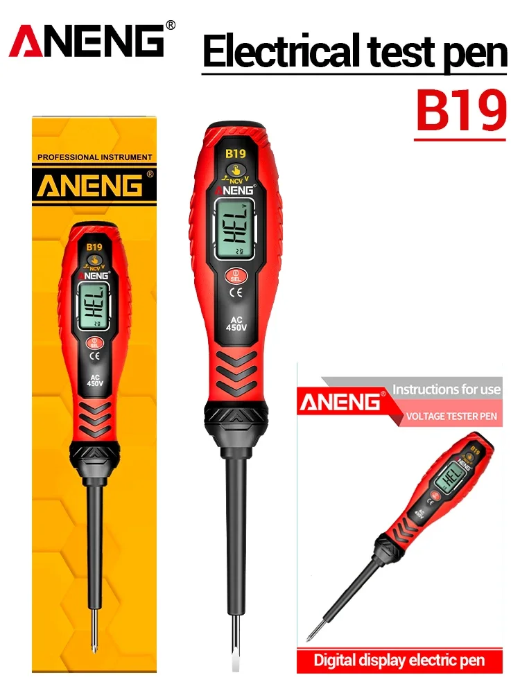 ANENG Digitale spanningstester pen schroevendraaier 30-1000V contactloze zoemer breukpuntzoeker met kruis-/platte detector gereedschap B19