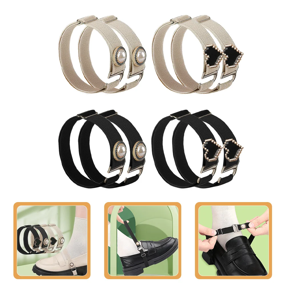 

4Pairs Adjustable Elastic Heel Straps Stylish Shoe Straps for Women High Heels Support Shoe Strap for Women Shoes