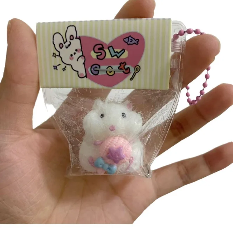 Mini juguetes para apretar de hámster para niños y adultos, colgante pequeño para aliviar el estrés, Squishies de rebote lento, Kawaii