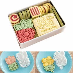 Flower Cookie Cutter DIY Happy Mother's Day Blossom Flower Cake Fondant Mold Plastic Cake Decorating Tools Baking Accessories