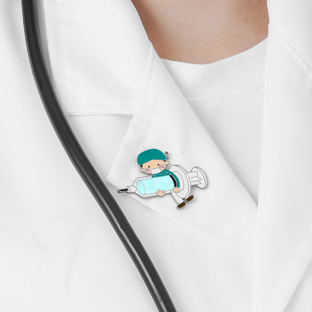 다채로운 에나멜 핀 브로치, 의료 간호 옷깃 랜야드 가방 배지, 보석 액세서리, 의사 간호사 선물, 귀여운 주사기