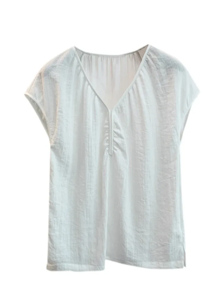 Einzigartige lässige Baumwolle Leinen ort Sve irt Frauen Sommer dünne kleine Größe schlankmachende V Ne Overhead kleine IRT Pendeln Sle...