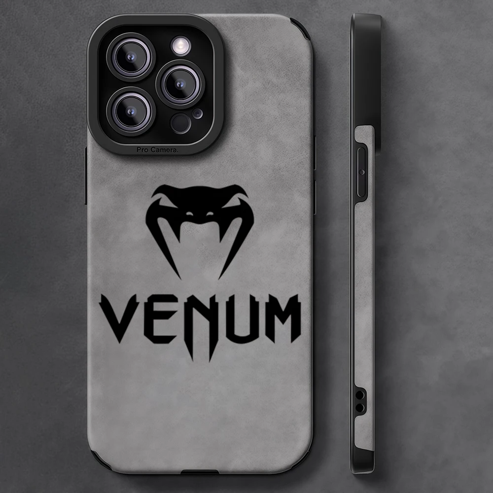 Capa de telefone luxuosa de couro de pele de cordeiro à prova de choque para iPhone 17 16 Pro Max Air 15 14 13 Max V-Venum
