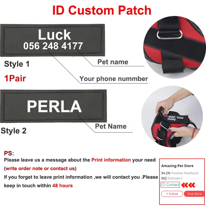 Personalized, Reflective, Breathable, NO PULL Dog Harness 3