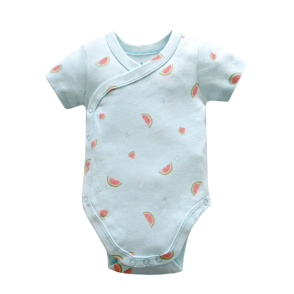 Cotton Baby Bodysuit Short/Long Sleeve Watermelon Print Newborn Onesie Belly Protection Snap Closure 3M-24M Unisex