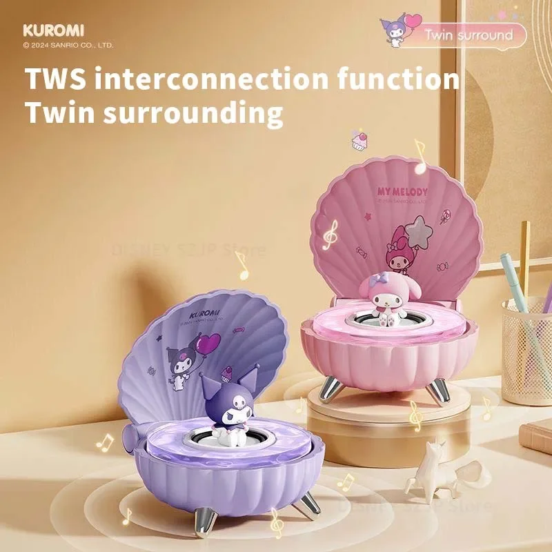 Sanrio K39 Kuromi Bluetooth Speakers Kawaii Cinnamoroll Shell Series Wireless Portable Night Light Speakers Anime Girl Gifts
