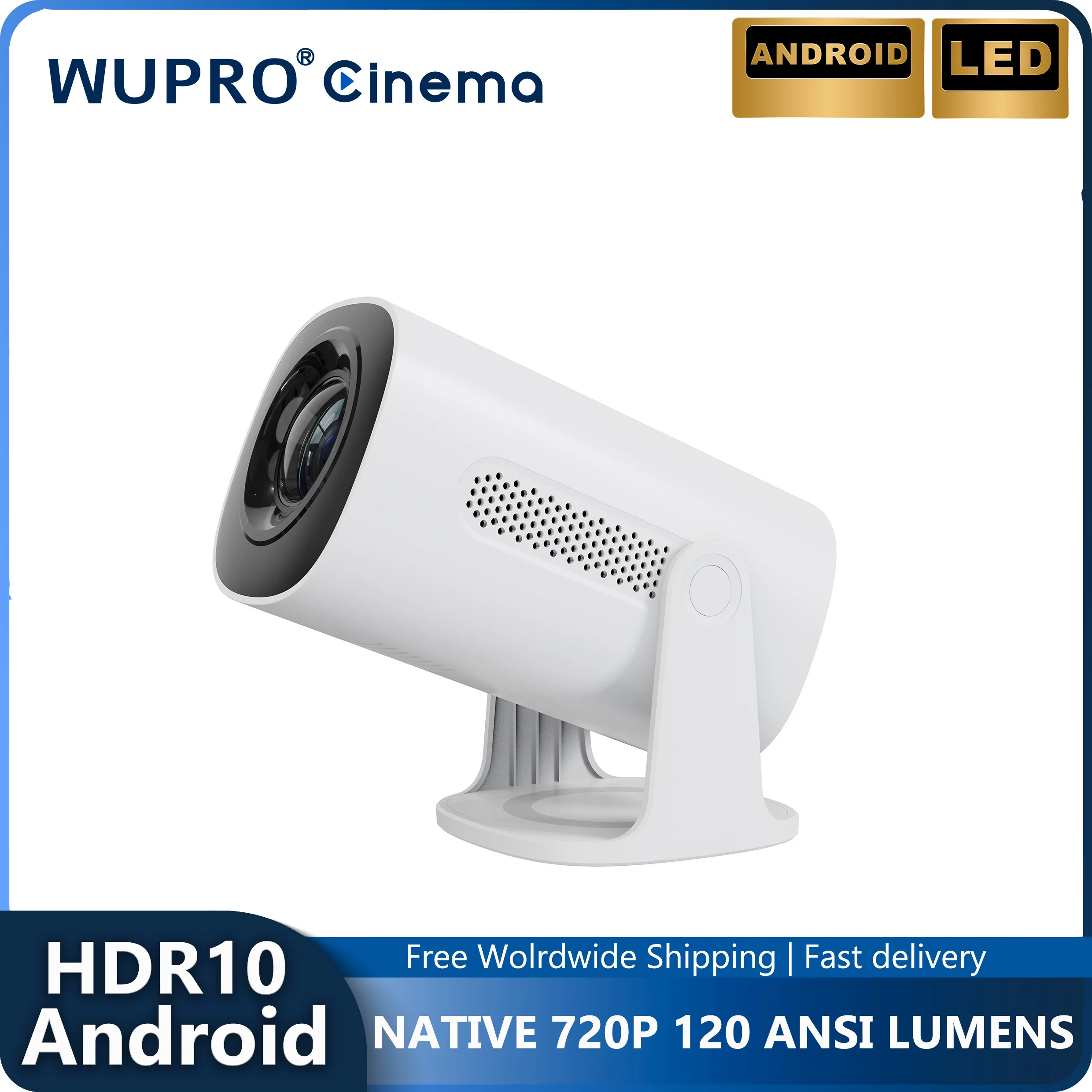 

Wupro Smart Mini Home Theater Projectors 4K 1080P 720P LED Video Auto Focus Indoor Outdoor Android 11 WIFI for Smartphone Cinema