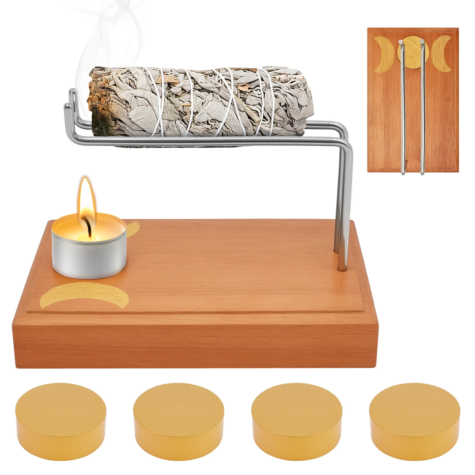 Porta Incienso de Palo Santo, Porta Incienso de Madera Natural, Quemador de Incienso, Regalo de Acción de Gracias para Yoga, Meditación y Espiritualidad
