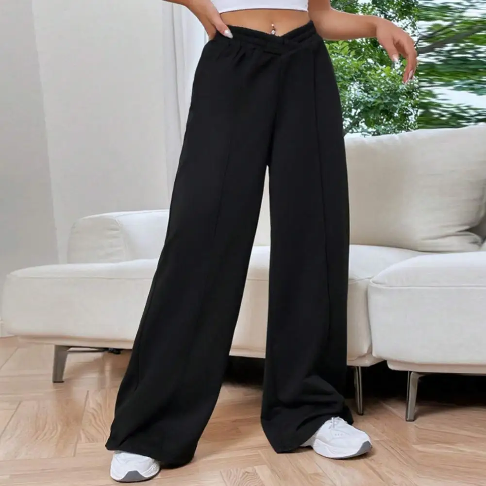 Women Wide-leg Pants Stylish Women's V-shaped High Waist Wide Leg Pants for Daily Wear Comfortable Loose Fit for Trendy