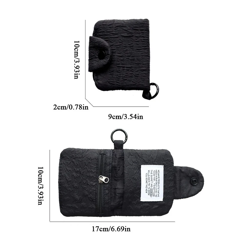 New Portable Credit Card Holder Wallet With Key Ring For Girls Simplicity Solid Color Short Wallet Wrinkle Fabric Coin Purse
