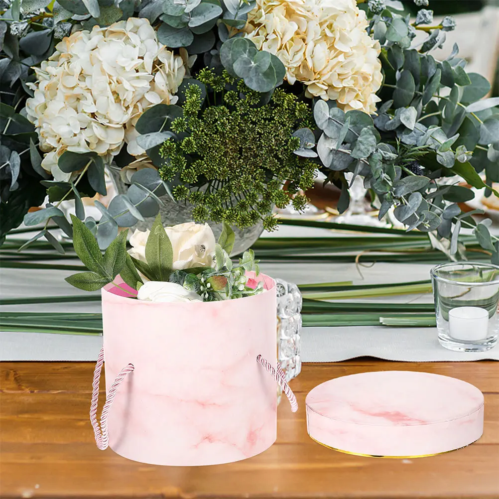 

Round Flower Box Bright Cylindrical Paper Container For Gift Arrangement Wedding Birthday Home Office Decor Floral