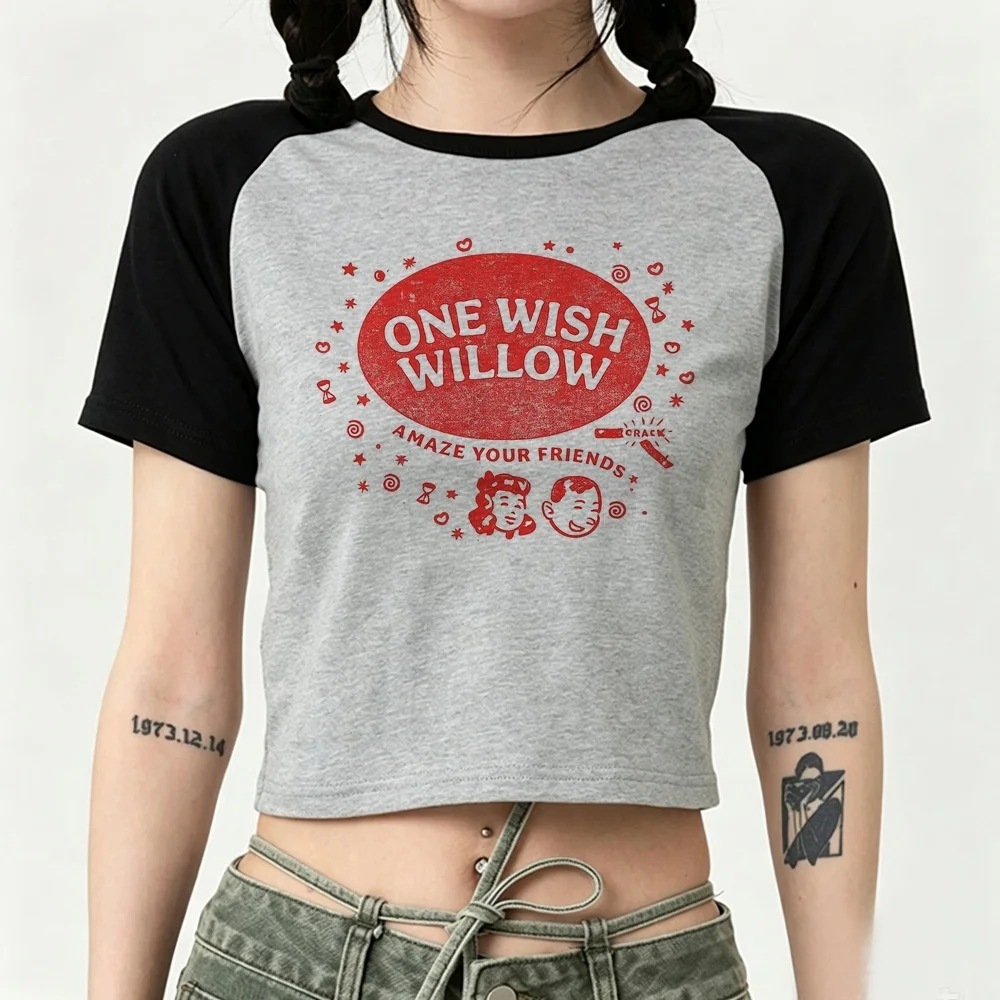 One Wish Willow crop top women gothic graphic manga shirt clearance sales gyaru vintage anime cute
