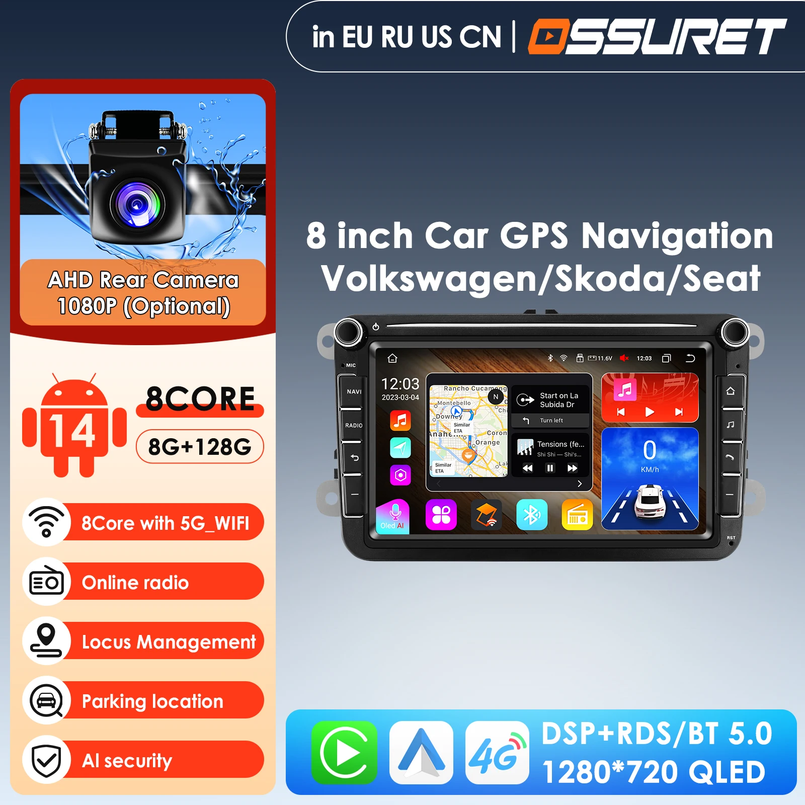7862 AI Systems Android 14 Car Radio Multimedia Video Player for VW/Octavia Carplay Android Auto Stereo GPS Intelligent Screen