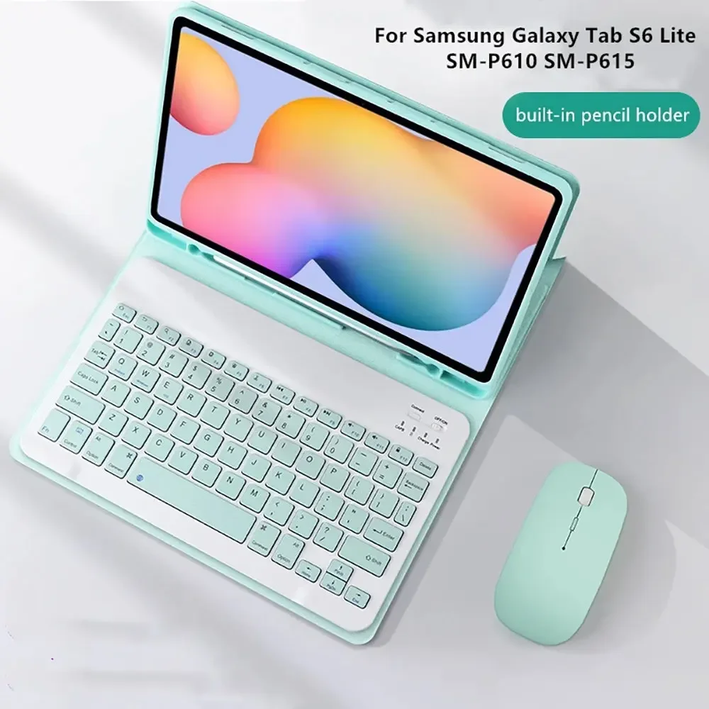 For Samsung Tab S6 Lite Case For Galaxy Tab SM-P610 P613 P615 P619 for Tab S6 Lite 10.4 Inch Tablet Cover with Keyboard Mouse