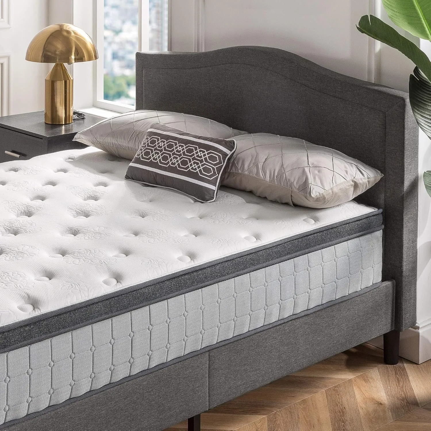 12 In Comfort Support Cooling Gel Hybrid Mattress, Queen, Euro Top Innerspring Mattress, Motion Isolating Pocket Springs