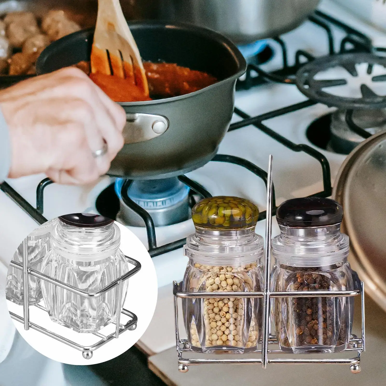 

Clear Seasoning Box Spice Container Empty Space Saving Acrylic Condiment Jar