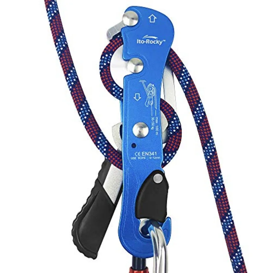 

Climbing Stop Descender Rappelling Anti-Panic Belay Devices for 9-12mm Rope Rescue Equipment Hand Controls Desingned