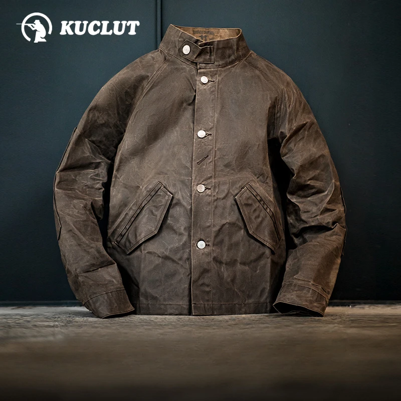 

Мужская осенняя куртка Madden в американском стиле ретро с воротником-стойкой, парусиновая куртка с маслом и воском, водонепроницаемая охотничья спецодежда Amikage Tough Guy