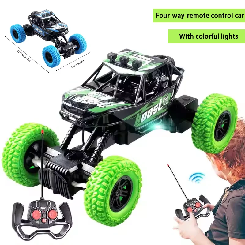 2025 New Remote Control Off-Road Climbing Car With Colorful Flashing Lights Rubber Wheels RC Rechargeable Toy For Boys Kids Gift