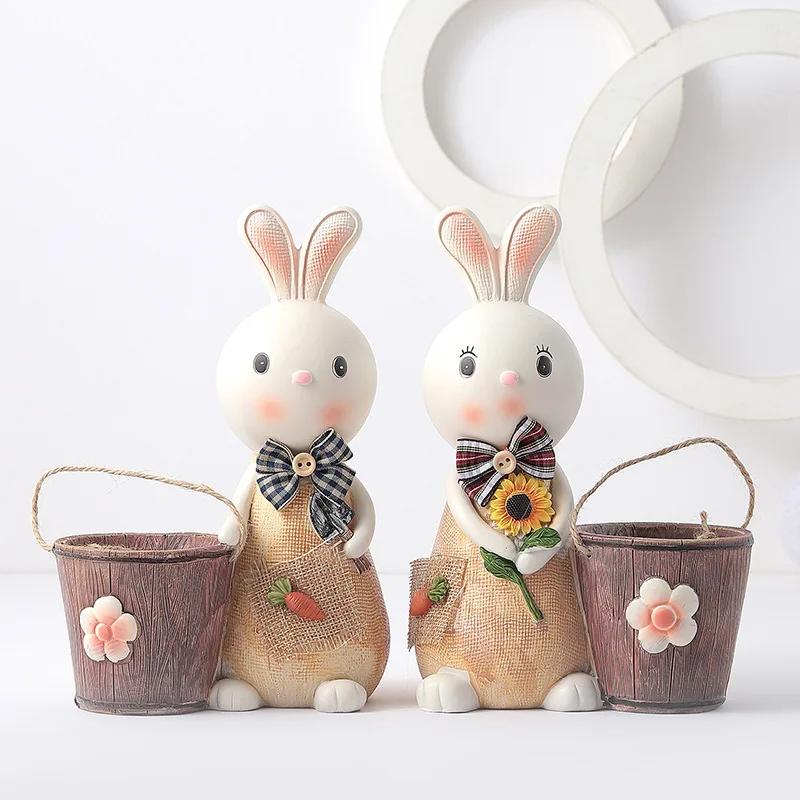 Creative garden style Rabbit pen holder Piggy Bank Home decoration Table organizer display student graduation birthday gift