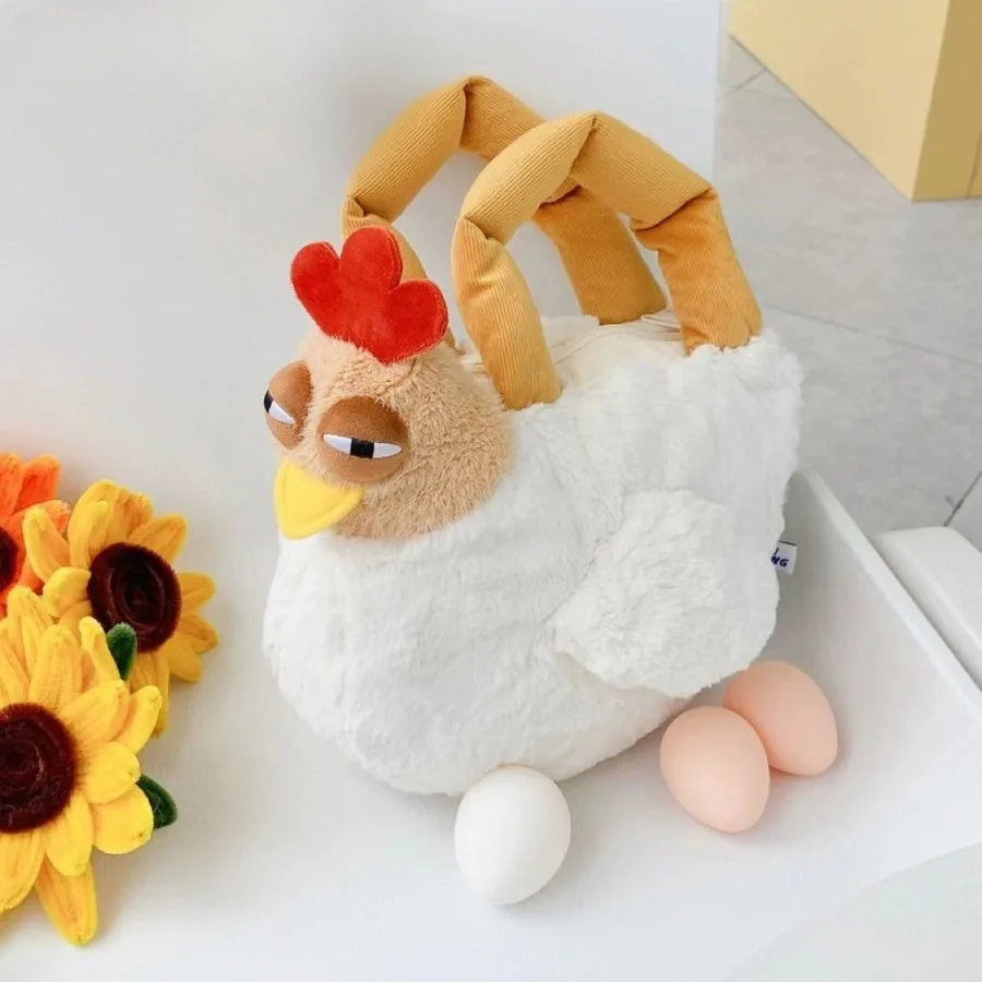 Pelz Huhn Plüsch Tasche Hässliche Henne Form Handtasche Lustige Kawaii Huhn Anhänger Schlüsselanhänger Puppe Satchel Geldbörse für Frauen Geburtstagsgeschenke – Detail 1