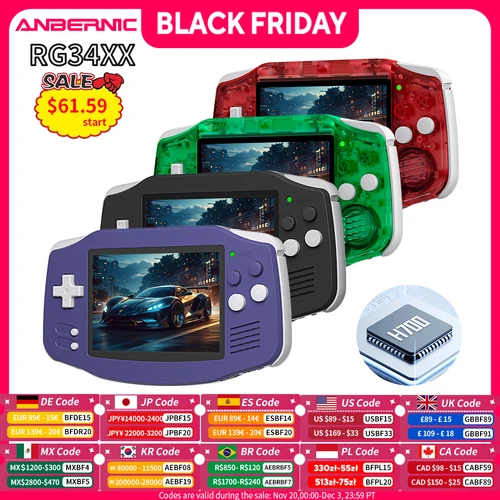 ANBERNIC-consola de juegos portátil de vídeo Retro RG34XX, pantalla IPS de 3,4 "", sistema Linux de 64 bits de 32G, compatible con salida de TV HD, WiFi 5G, Bluetooth