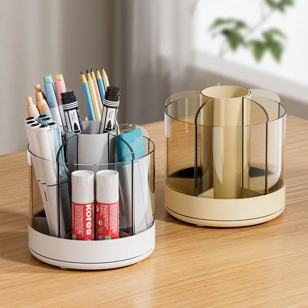 

360° Rotating 5 Grid Home Stationery Office Pen Organizer Rotatable Pen Holder Desktop Storage Box Makeup Brushes Holder