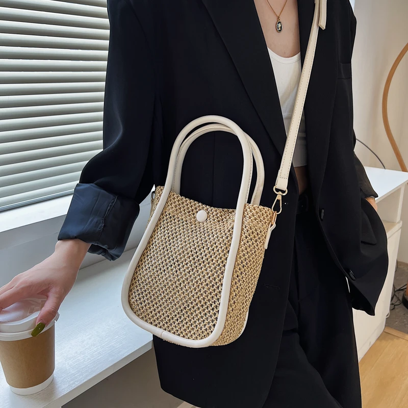 Weave Tote Bags for Women Bohemian Style Shoulder Bag Beach Straw Handbags and Purses Travel Crossbody Messenger Bag Bolso Mujer