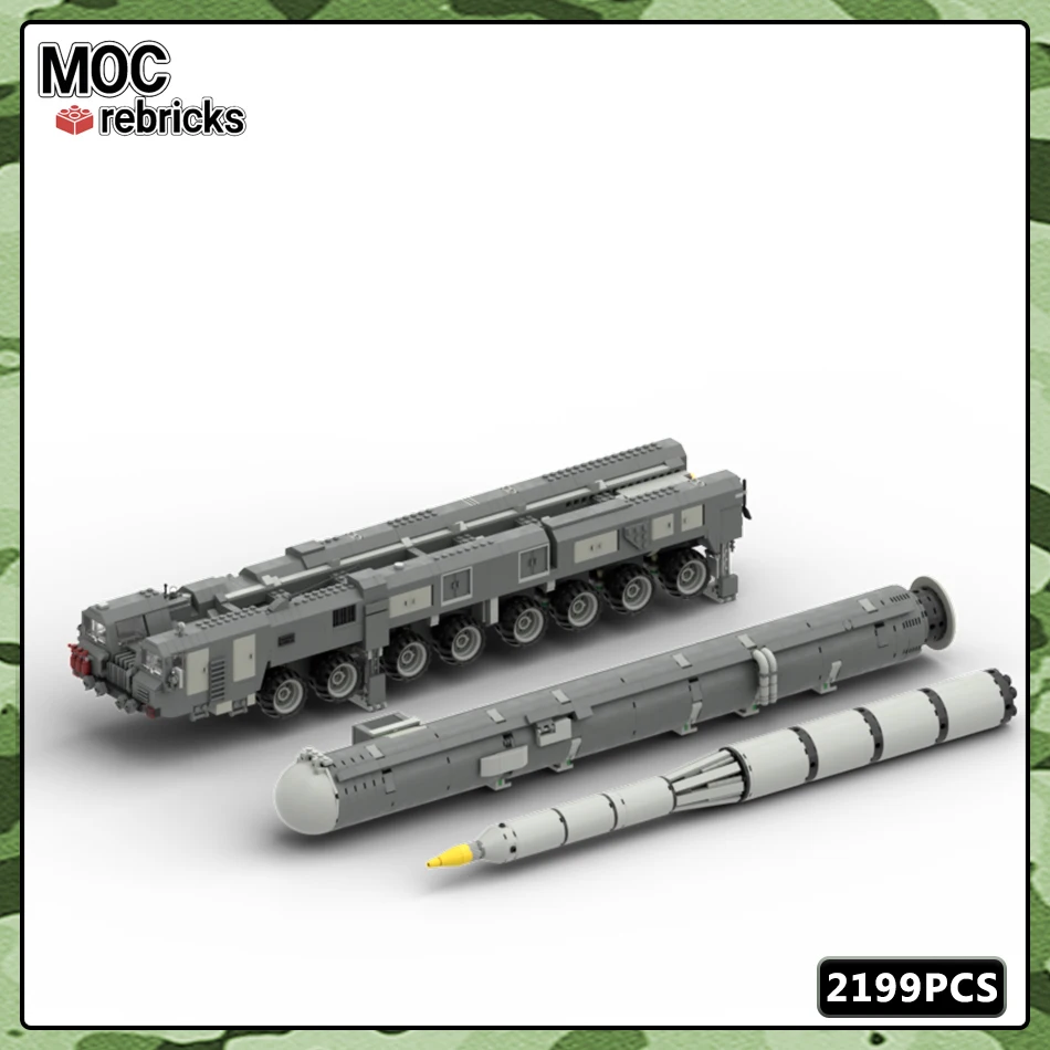 

MOC Military Series Building Block Model RT-2PM2 Topol-M ICBM Launcher Technological War Long-range Weapon DIY Children Toys