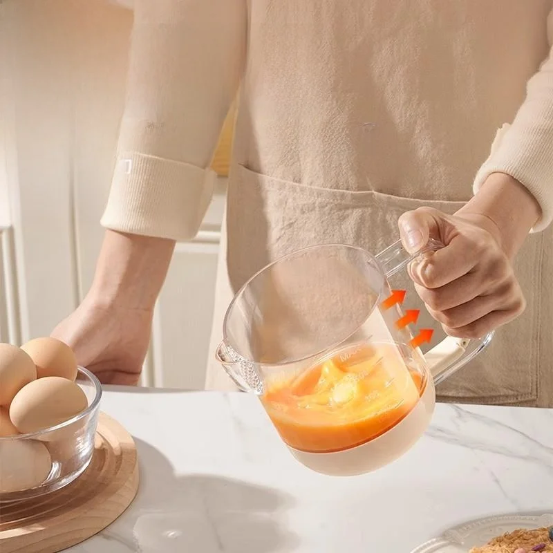 سعة كبيرة دليل خافق البيض خفقت Cr وضرب البيض أداة المطبخ للخبز والطبخ كوب بيض متعدد الوظائف #4