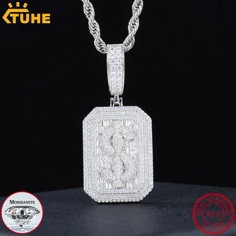 TUHE Unisex High Quality D VVS Moissanite Bracelet  Iced Out Hang Hip Hop Pendant For Men Hip Hop Jewelry Gifts