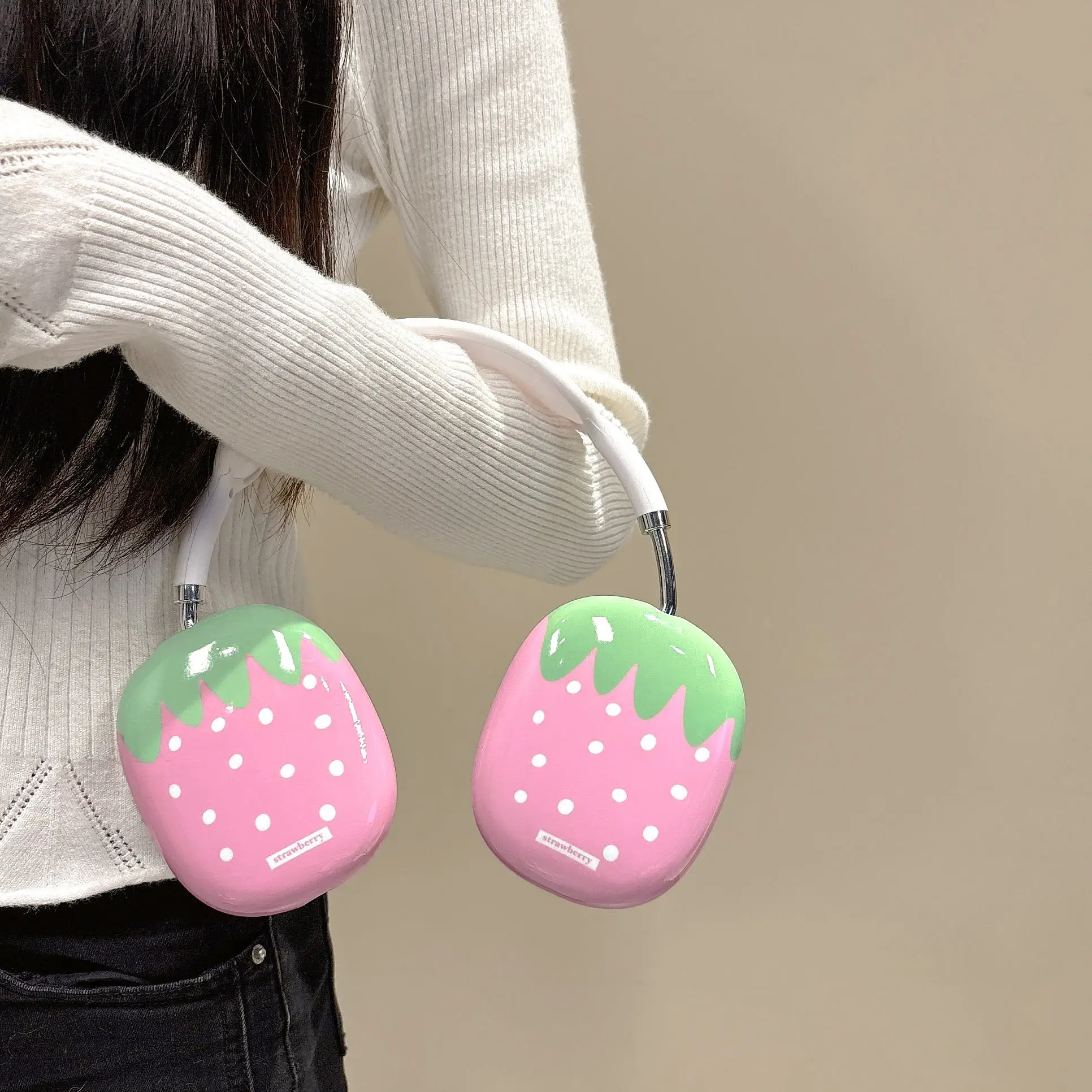 

Strawberry Cute Suitable Apple Airpods Max Protective Case Anti Drop Simple Earphone Case