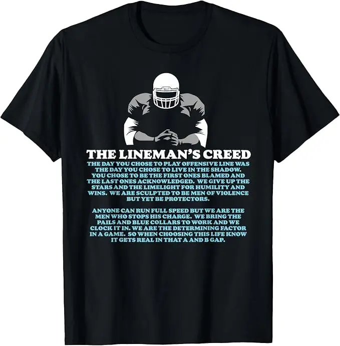 Offensivliner-Gelübde: Leben im Schatten O-Line T-Shirt Y2k Defensivliner-Ausrüstung Sportbekleidung Football-Sprücher-T-Shirt Neuheit – Detail 15