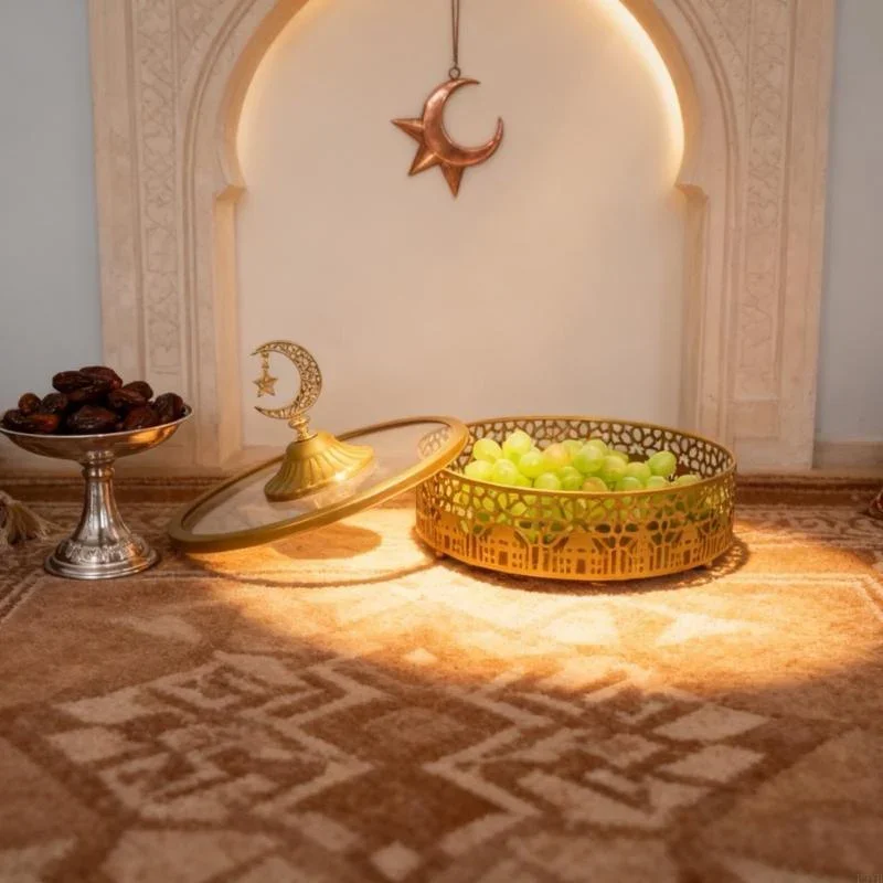 Iron Tray for Middle Eastern Festival Snacks and Candies Large Capacity Storage and Elegant Decorative Plate P9YB