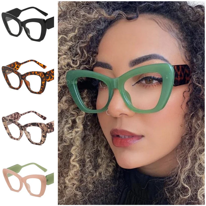 

NEW Anti-Blue Light Glasses Women Sunglasses Cat Eye Eyewear Spectacles Patchwork Eyeglasses Oversiz Frame Ornamental