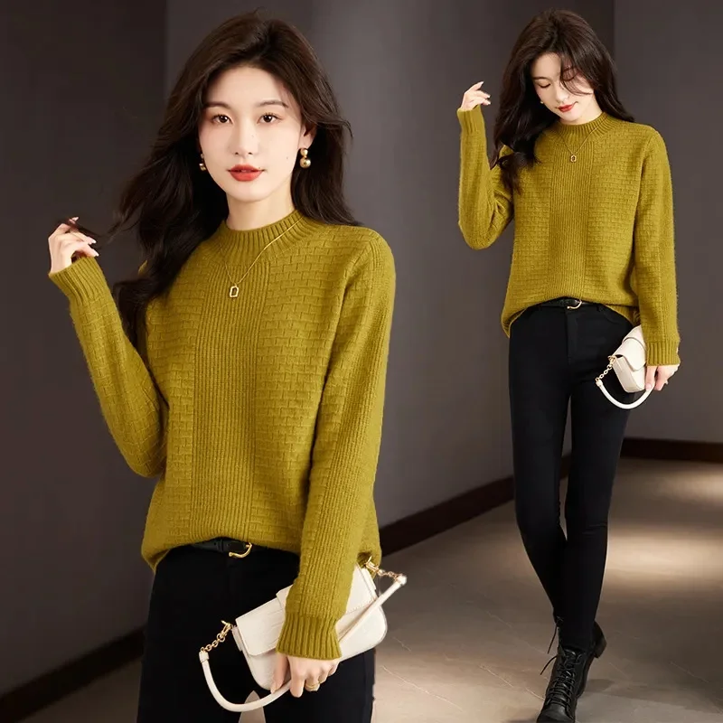 

Autumn Long Sleeve Turtleneck Tops Slim Knitted Bottoming T Shirt Korean Fashion Sweater Harajuku Pullover Women Clothing Jumper